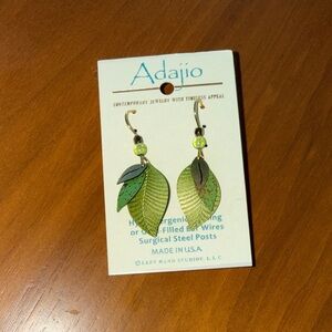 Green Leaf Earrings - Adajio Jewelry- NWT